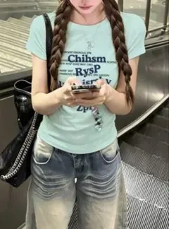 【画像2枚】SHEIN ミント ミニTシャツ ロゴ