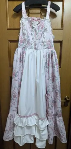 シャルミエール　クラシカルローズ柄ジャンスカ　ピンク
