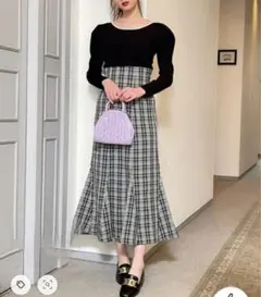 GRL チェック柄ハイウエストマーメードスカート
