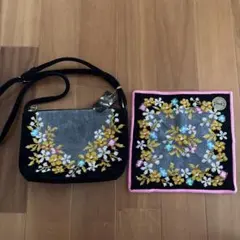 タグ付き未使用⭐︎FEILER 花柄刺繍 ショルダーバッグ ハンカチセット
