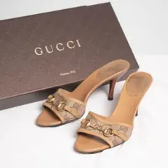 GUCCI GG メタルリボン サンダルオールドグッチ35.5ブラウン系 付属付
