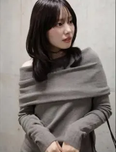 ZARA オフショルダーニット モールグレー　S