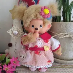 モンチッチＳ　服　ワンピース　靴　バッグ　髪飾り　くま　レトロピンク
