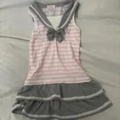 セーラー風 ノースリーブワンピース ピンク 120cm
