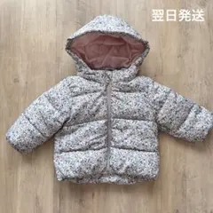 （フード取り外し可）H&M 花柄ダウンコート EU 68 4-6M