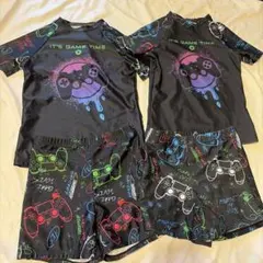 男の子　8,9歳　水着セット　ゲーム柄