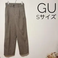 ♪GU♪ヘリボーンタックワイドパンツ Sサイズ ブラウン系