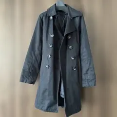 ブラック ダブルブレスト トレンチコート M
