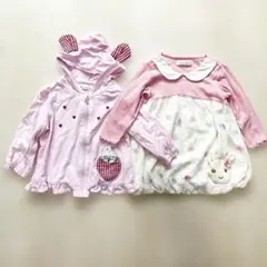 クーラクール　ワンピース　パーカー　羽織り　トップス　うさぎ　ピンク　いちご