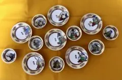 九谷焼　伝統的な日本の絵柄　七福神 お猪口受け皿付きセット 6組