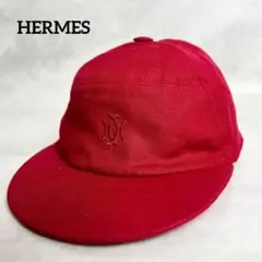 【希少】 HERMES エルメス リネン100% 刺繍 キャップ レッド キッズ