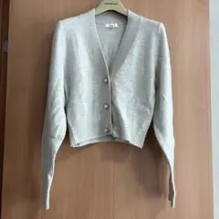 グレー M カーディガン パールボタン