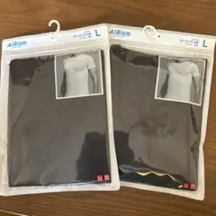 UNIQLO AIRism ブラック Tシャツ Lサイズ 2枚セット