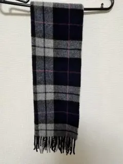 THE SHOP TK カシミヤ混　チェック柄マフラー ネイビー