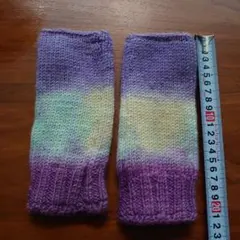 ハンドメイド ニットアームカバー グラデーション手袋