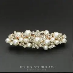 粒パール フラワーモチーフ バレッタ