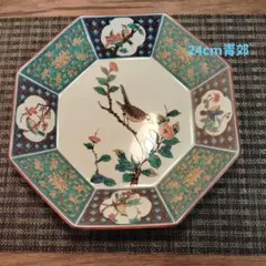 九谷焼　青郊窯　古九谷 花鳥 　八角　大皿　飾り皿