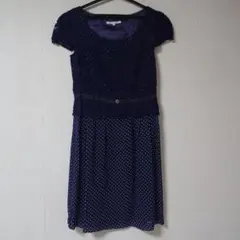 ☆美品☆pride glideネイビー ドット柄 半袖ワンピース M