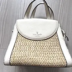 kate spade かごバッグ ショルダーストラップ付きホワイト/ベージュ