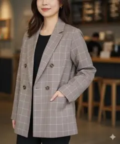 新品タグ付き　ルクールブラン　ダブル　チェック　テーラードジャケット　レディース