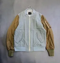 MA-1 ブルゾン 切替デザイン 袖カーキ グレー S HARE