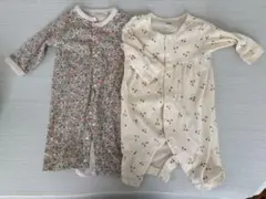 花柄とクリーム色のロンパース2点セット