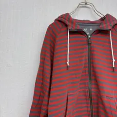 美品✨ ナイキ ボーダー フルジップパーカー ロゴ刺繍 大きめ y2k 00s