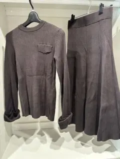 Mila Owen リブ編みセットアップ ダークブラウン