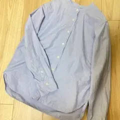 無印良品 スタンドカラー長袖シャツ ライトブルー S