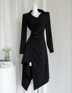SHEIN ジッパー付きロングワンピース ブラック