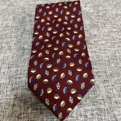 【美品】ブルックスブラザーズ　ネクタイ　虫　昆虫　総柄　個性的　シルク　ボルドー