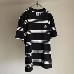 adidas アディダス　tシャツ　ブラック　ボーダー　Lのサムネイル