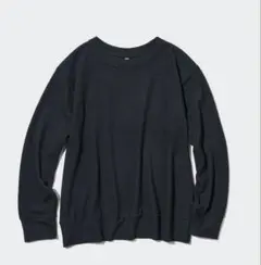 UNIQLO ソフトニットフリースクルーネックＴ（長袖）ブラック S