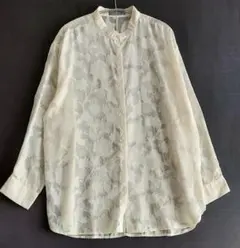 ★sakishima tokyo★シアー花柄 長袖シャツ　クリーム色　　Mのサムネイル