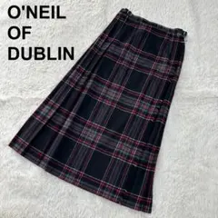 オニールオブダブリン ラップスカート ロングスカート バックプリーツ 赤 黒