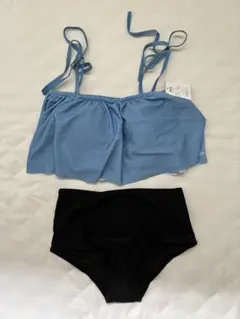 【新品　タグ付き】水色フリルセパレート水着・ビキニ　ハイウエスト