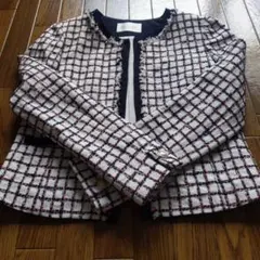 PINKY&DIANNE ノーカラーチェックジャケット　セレモニー　フォーマル