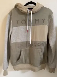 TOMMY HILFIGER フード付きパーカー S/P ベージュ/グレー