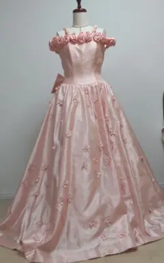 値下げ★７号　ピンク オフショルダー ロングドレス