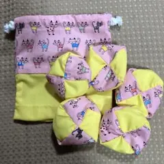 お手玉5個と収納用巾着袋　⑦ ハンドメイド