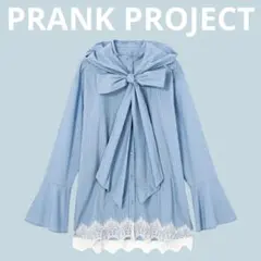 prank project Ruffle Bow Tie Blouse 白 - メルカリ