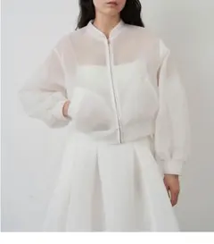 エレンディーク　メッシュボンディングブルゾン　白　ホワイト　シアーアウター