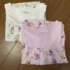 花柄フリルTシャツ 2枚100cm