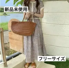 【新品】韓国風ロングワンピースゆったりエスニック柄プリント柄カジュアル半袖