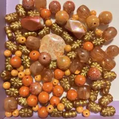 画像の量お届け オレンジ系 アクリルビーズ ピカソ 風 あり