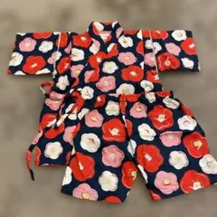 くろわっさん 甚平 100cm 花柄