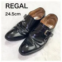 リーガルregalレザーシューズ革靴シングルモンク24.5メンズ靴シューズ黒