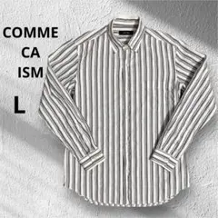 コムサイズム　ストライプシャツ　ワイシャツ　黒　グレー　白　M
