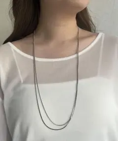 2連レイヤードネックレス シルバー