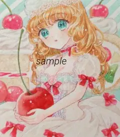 手描きイラスト オリジナル アナログイラスト 原画 色紙 魔法少女 ꒰ঌ
